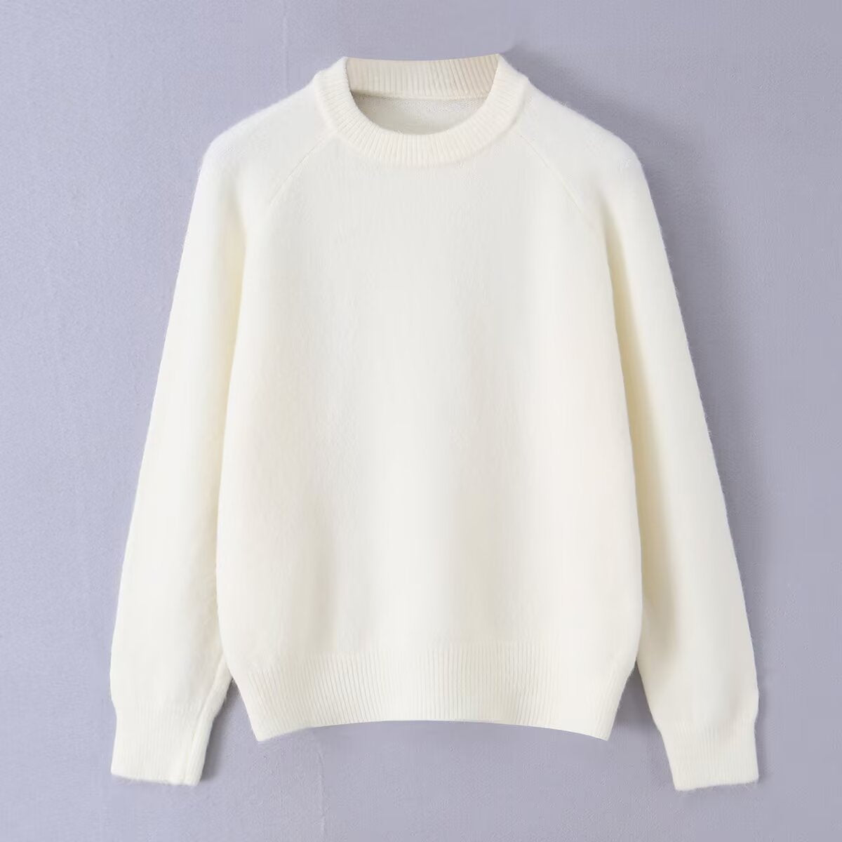 Simple grey round neck pullover sweater