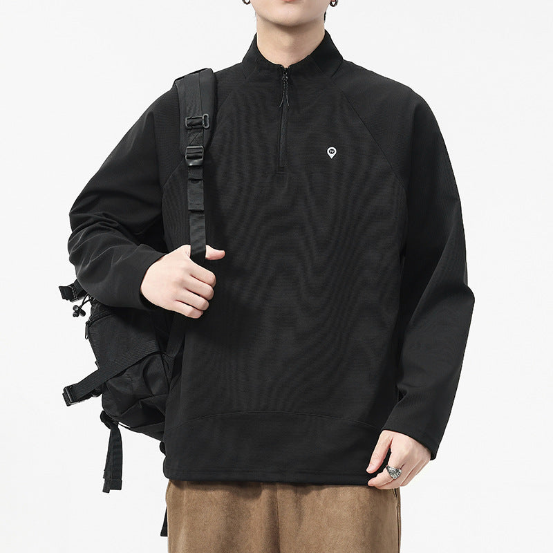 Men'sVintage Long Sleeve Half-Zip Polo Sweatshirt