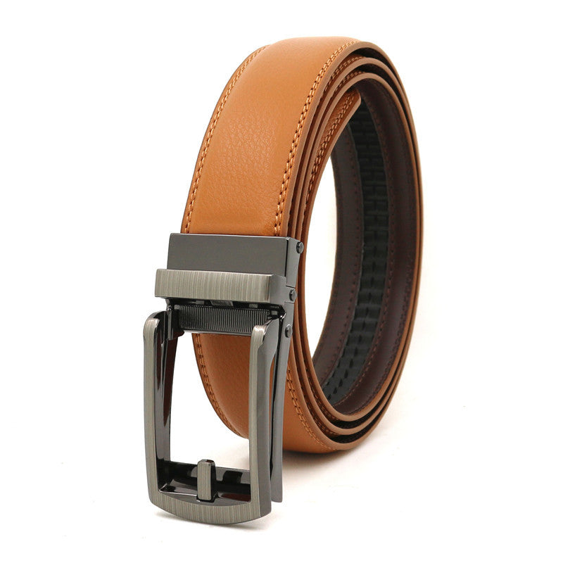 Men's automatic buckle two-layer cowhide leather belt ﻿