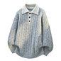 Men's Preppy Loose Fit Knit Polo Sweater