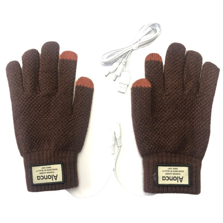 Men's knitted touchscreen electric heating gloves - view 2