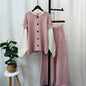 Detachable sleeve knitted cardigan, woolen pants, loose contrasting sweater set