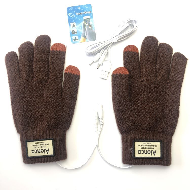 Men's knitted touchscreen electric heating gloves - view 6