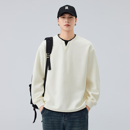 Heavyweight Faux Layered V-Neck  Sweatshirt