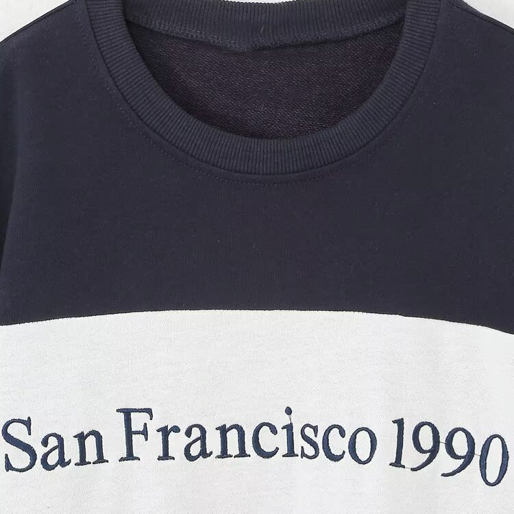 Simple and versatile text embroidered hoodie