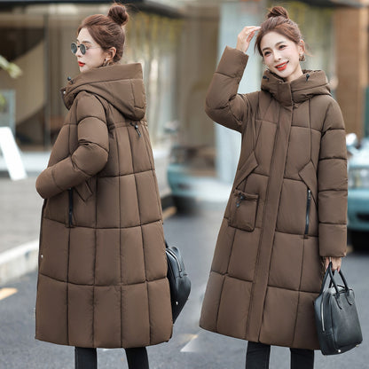 Women's Thickened Cotton-Padded Jacket Slim Fit Knee-Length Winter Coat