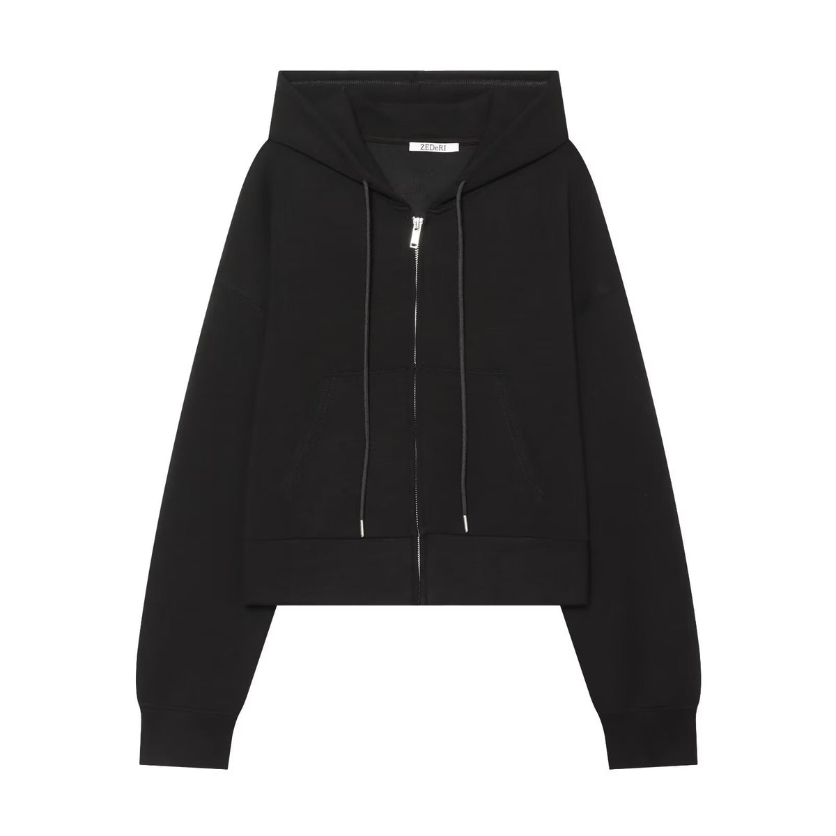 Zipper hooded double-sided fabric hoodie+pants set