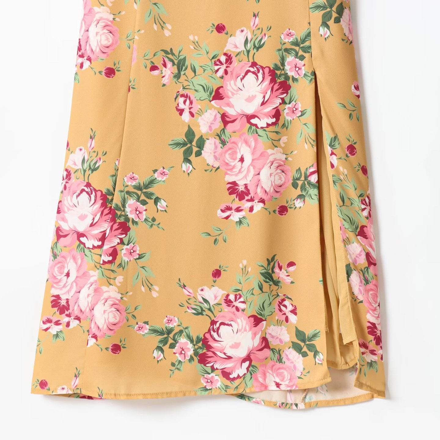 Printed sexy side slit casual strap dress with suspender strap