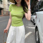Green Stripe Regular Sleeve Fitted Wool Knit