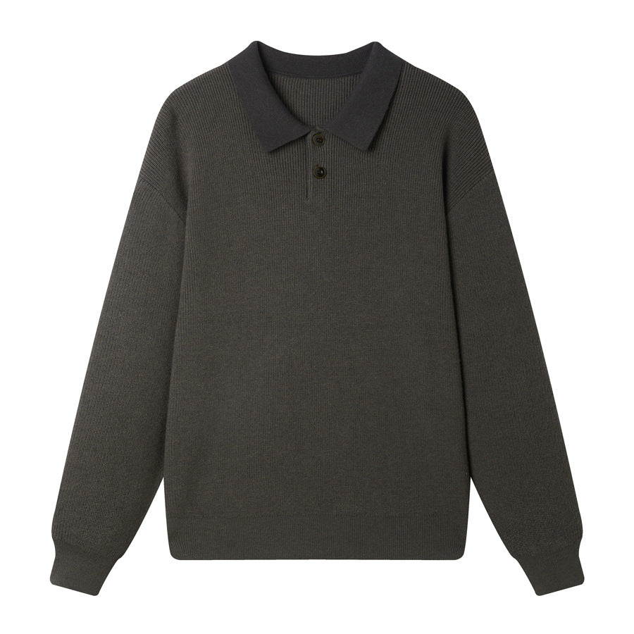 Long Sleeve Turn-Down Collar Knit Sweater