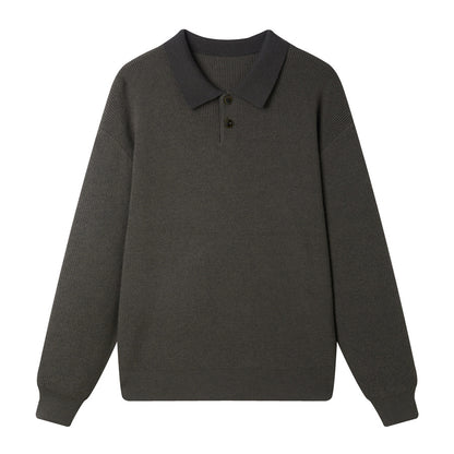 Long Sleeve Turn-Down Collar Knit Sweater