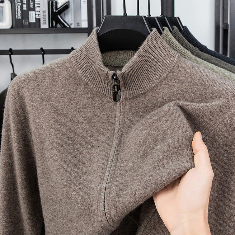 Wool Cardigan for Men, Knitted Sweater Coat, Casual Mid-Aged Men's Outerwear