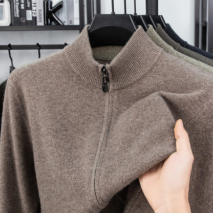 Wool Cardigan for Men, Knitted Sweater Coat, Casual Mid-Aged Men's Outerwear