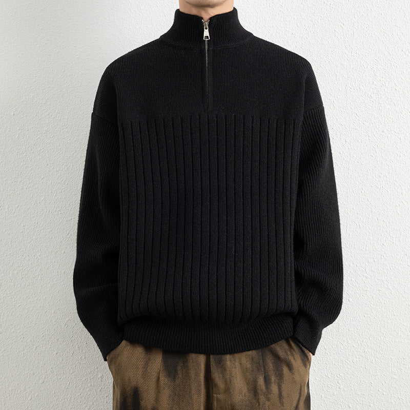 Men's  Relaxed Fit Stand Collar Knitted Jacket