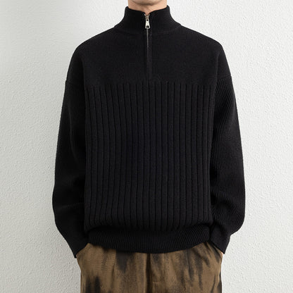 Men's  Relaxed Fit Stand Collar Knitted Jacket