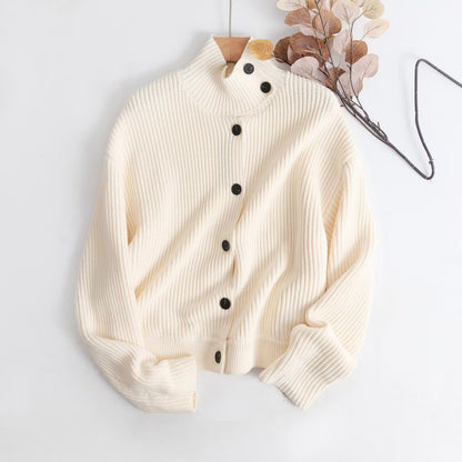 Chic High-Neck Knit Cardigan Top for Women