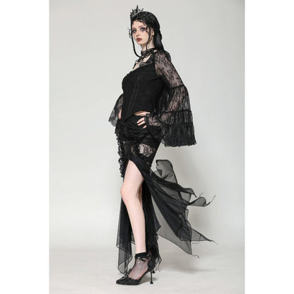 Haut Zuri gothique romantique en dentelle à manches cloche et poignets superposés Dark in Love