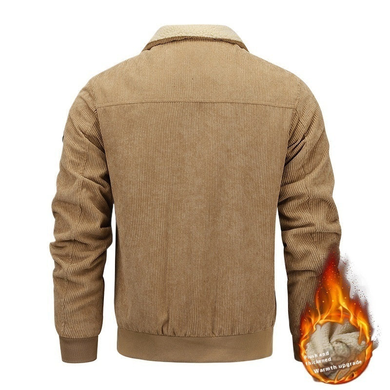 Veste en molleton à revers d'hiver avec poches, manteau en coton épais et chaud, vêtements pour hommes
