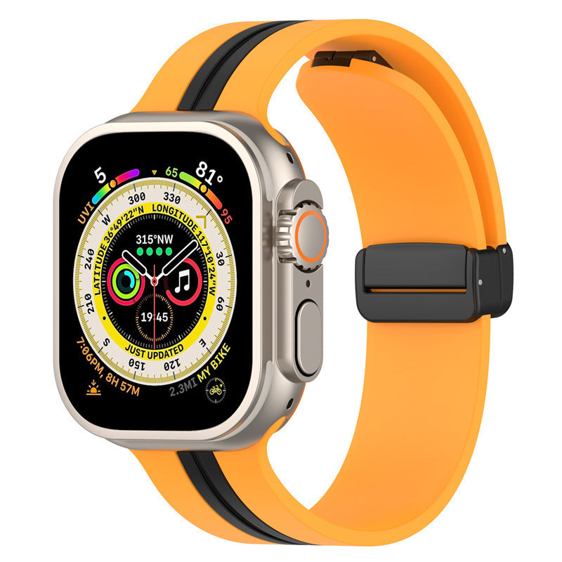 Magnetic Buckle Striped Two-tone