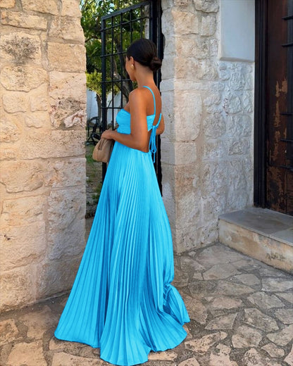 Pleated Sleeveless Sling Dress