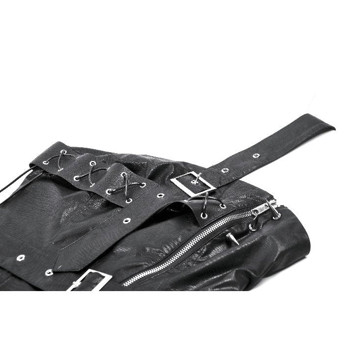 Haut corset en similicuir à une épaule Dark in Love Vespera orné de clous