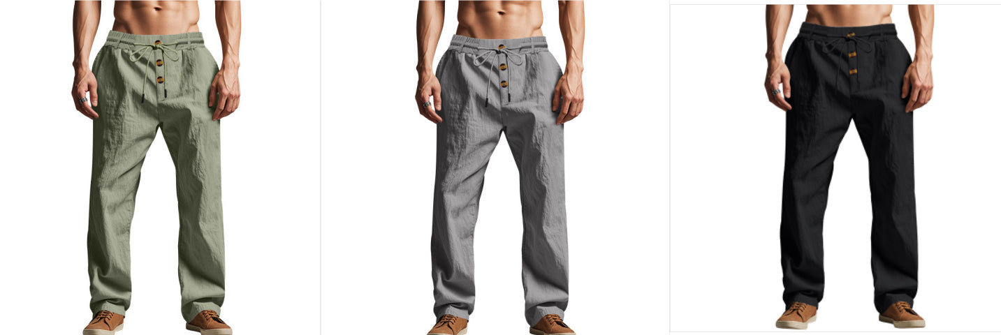 Men's Loose Fit Straight-Leg Casual Trousers | Breathable Summer Beach Pants