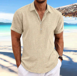 Chemise business décontractée pour homme à col à revers – Coupe slim et manches courtes