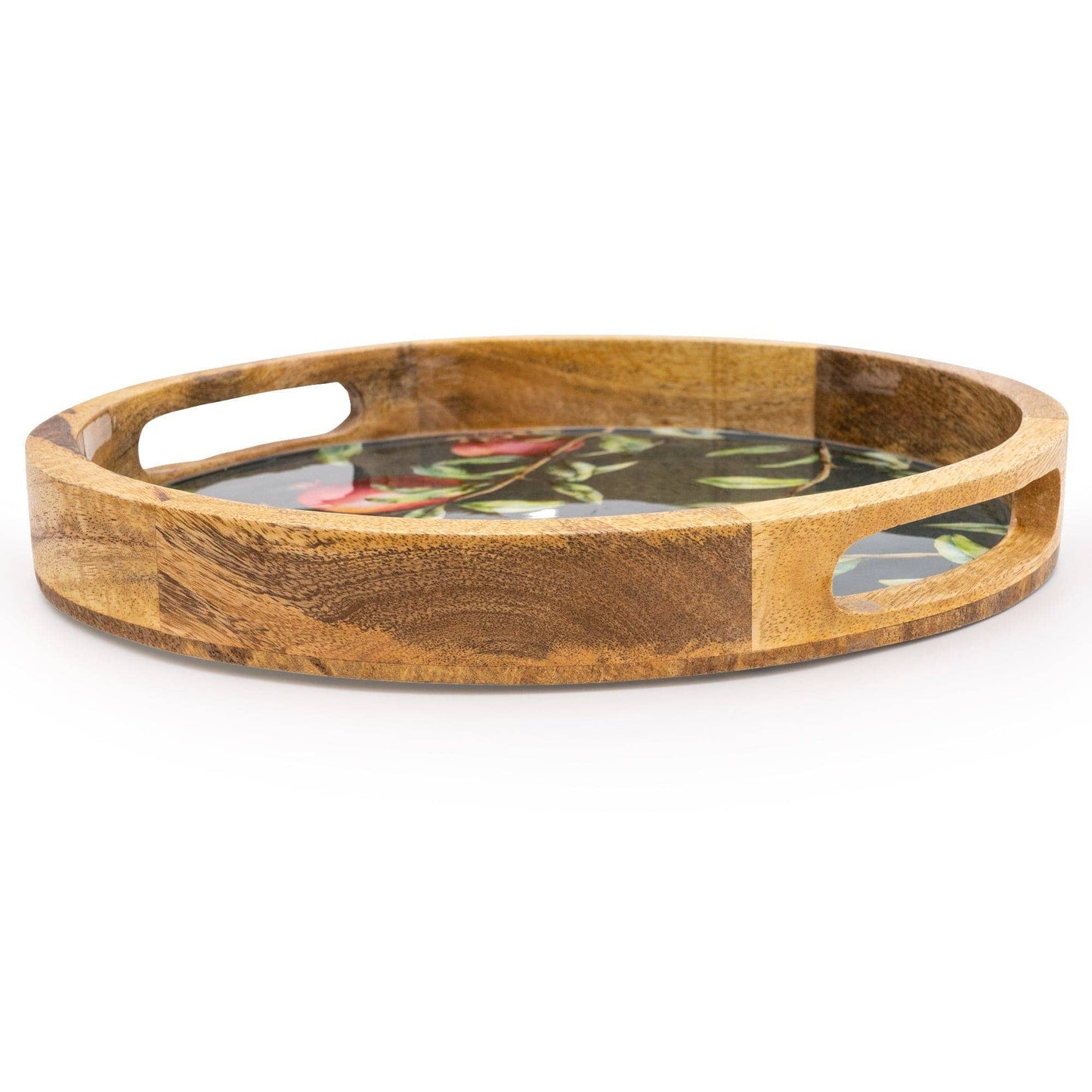 Handcrafted Pomegranate Round Wooden Tray 30cm