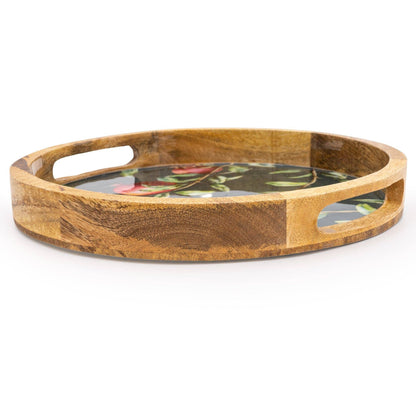 Handcrafted Pomegranate Round Wooden Tray 30cm