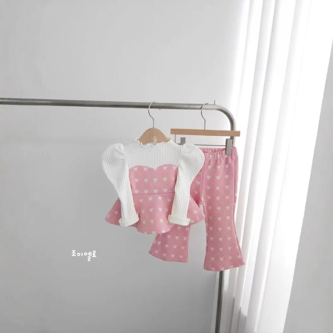 Girls' Casual Sports Set With Cute Print