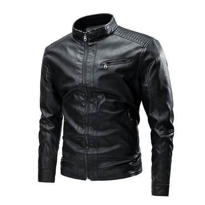 Manteau en cuir pour hommes, style motard décontracté, rétro, à coutures, pour le printemps et l'automne, transfrontalier