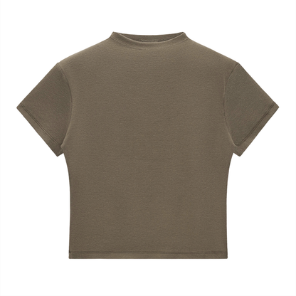 Womens Slim Fit Mock Neck T-Shirt