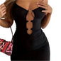 Robe Caraco Femme sans Manches Sexy Moulante Découpée avec Anneau