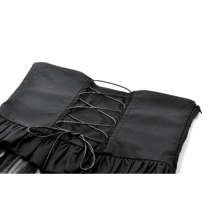 Jupe-Corset Superposée en Mesh et Similicuir Draven Dark in Love
