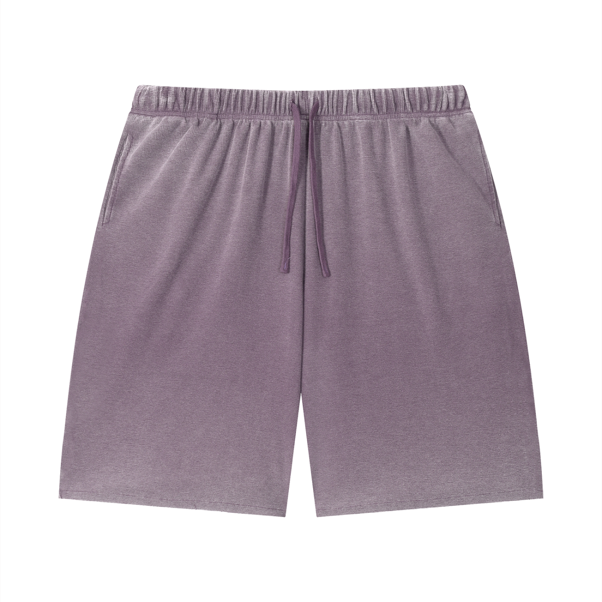 Unisex Vintage Wash Sunfade Waffle Raw Hem Shorts
