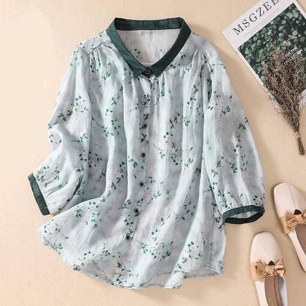 Women's Cotton-Linen Printed Shirt