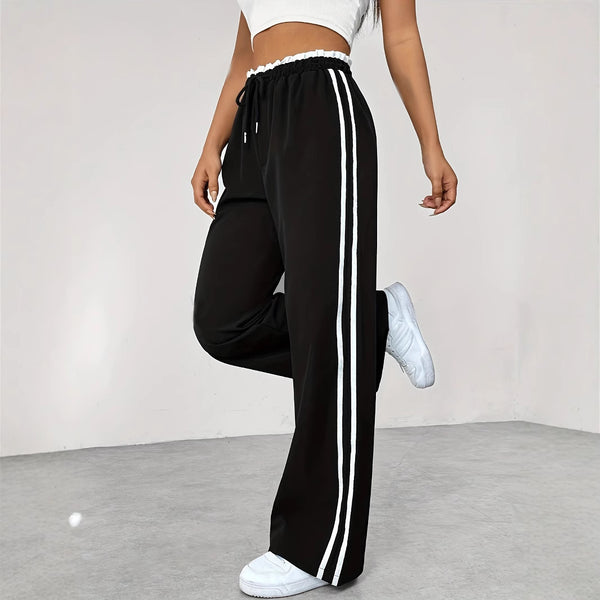 Black Straight-Leg Sports Pants