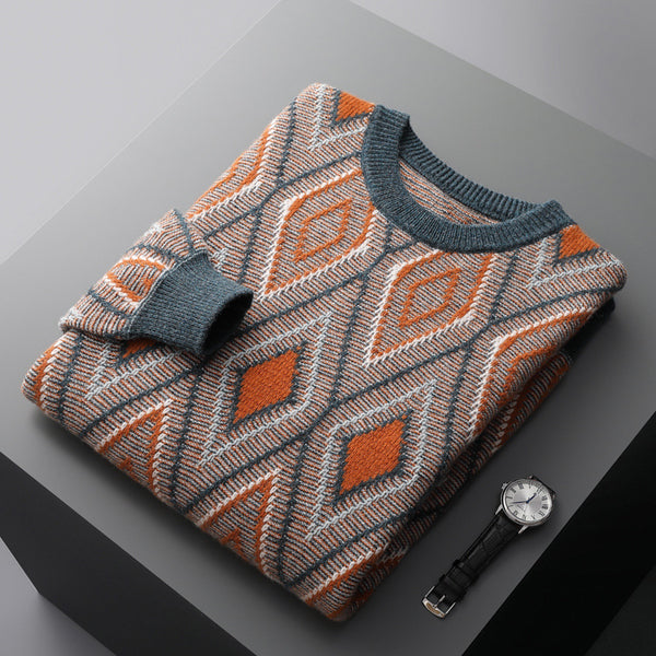 Pull basique losanges rétro pour homme