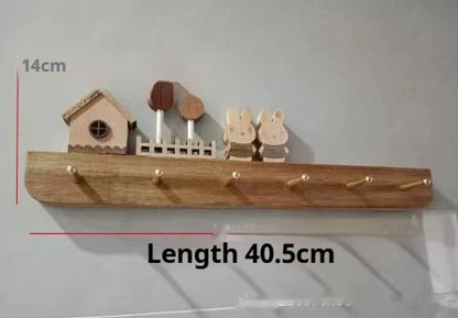Wall-mounted Behind The Door Key Storage Rack Solid Wood