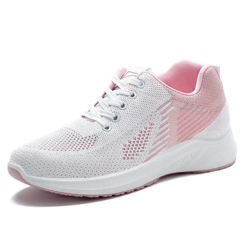 Chaussures de sport respirantes pour femmes à lacets tissées volantes et à la mode