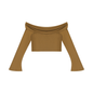 Women's Off-the-Shoulder Bell Sleeve Crop T-Shirt