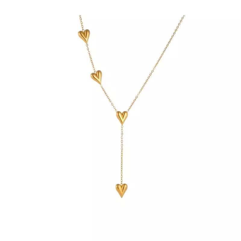 Tassel Peach Heart Necklace Titanium Steel