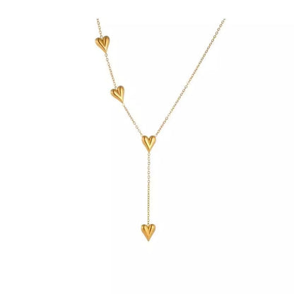 Tassel Peach Heart Necklace Titanium Steel