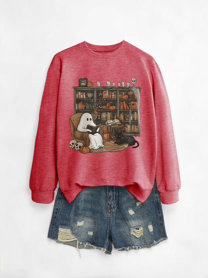 Womens Bookshelf Ghost Sweater