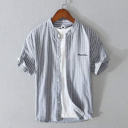 Stripes Short Sleeve Embroidered Shirt