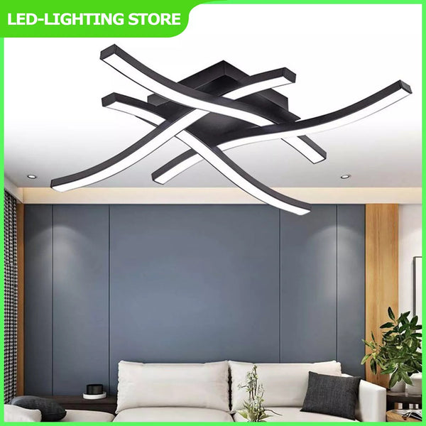 Plafonnier 4 lumières ondulées, lampe de salon/cuisine/chambre moderne à LED à intensité variable