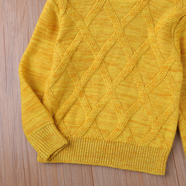 Childrens Checked Turtleneck Sweater With Long Sleeves