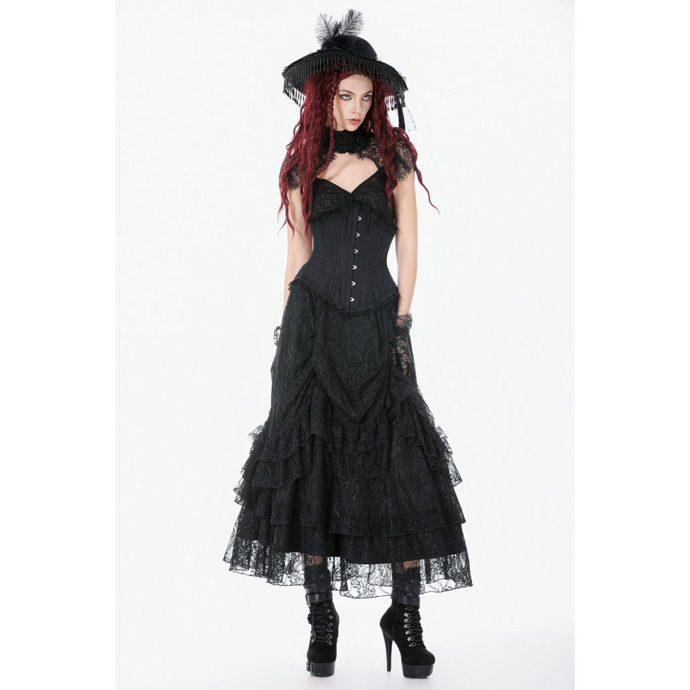 Corset long Talia Gothic Dark in Love avec baleines en métal