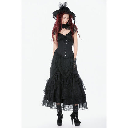 Corset long Talia Gothic Dark in Love avec baleines en métal