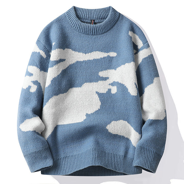 Mens crew neck knitted printed sweaters